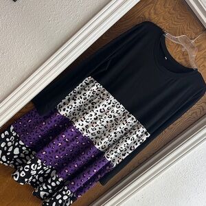 Colorblock Animal Print Dress